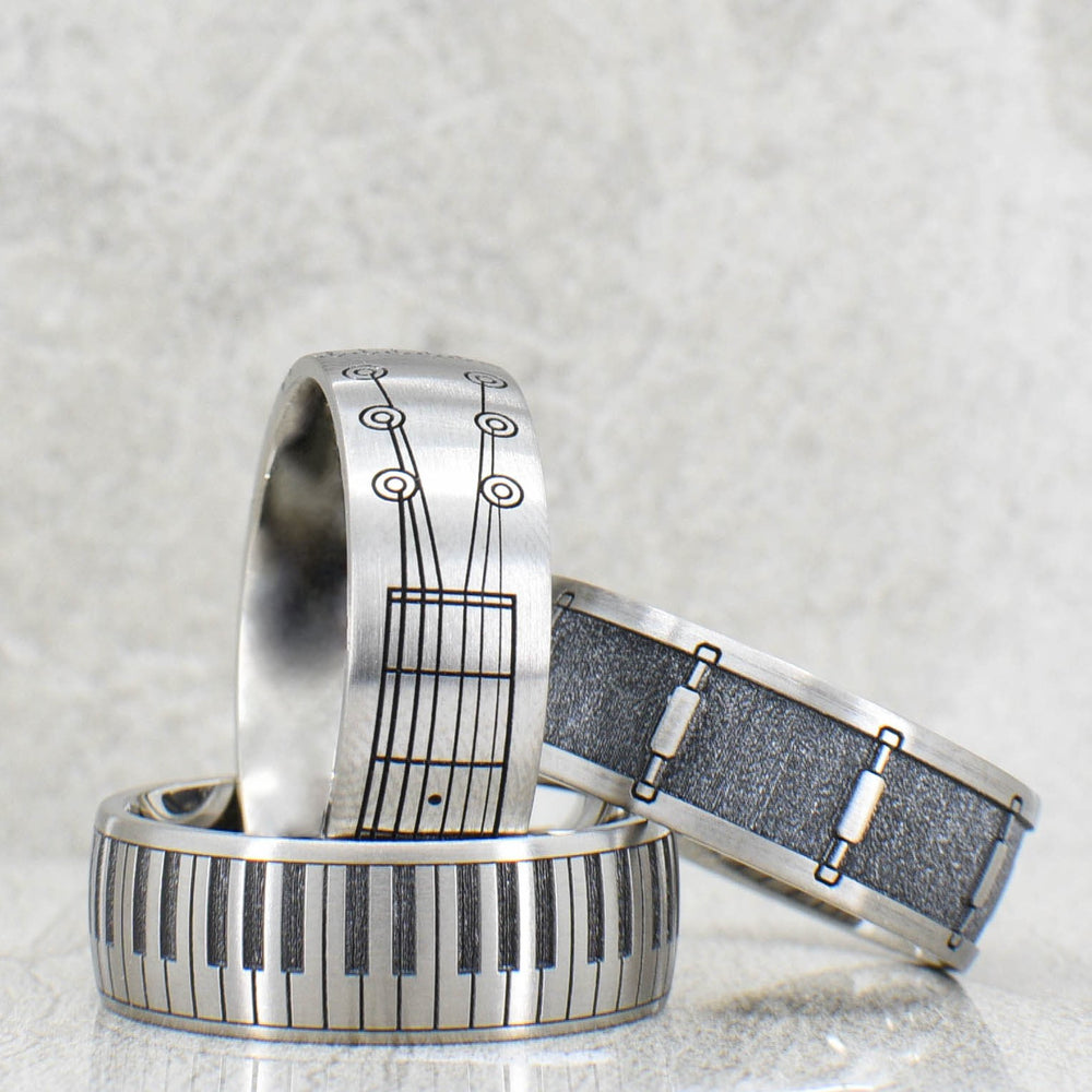 Unique Titanium Laser Engraved Rings